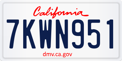 CA license plate 7KWN951