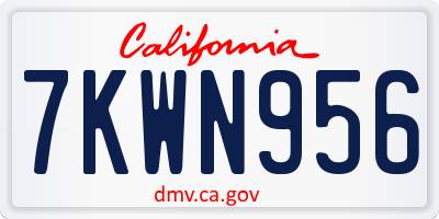 CA license plate 7KWN956