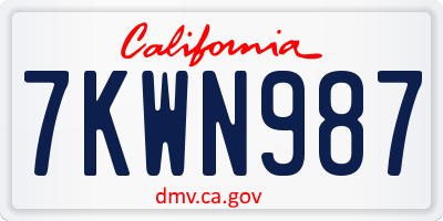 CA license plate 7KWN987