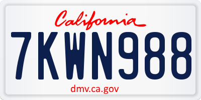 CA license plate 7KWN988