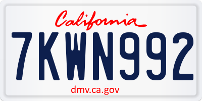 CA license plate 7KWN992