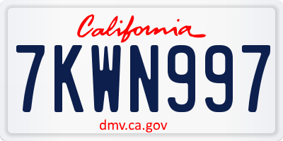 CA license plate 7KWN997