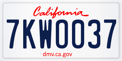 CA license plate 7KWO037