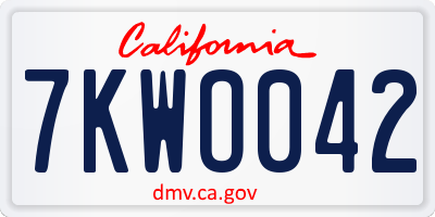 CA license plate 7KWO042