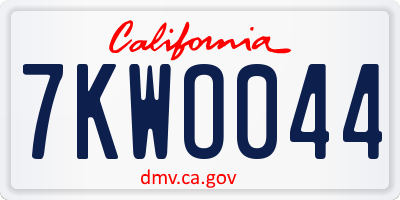 CA license plate 7KWO044