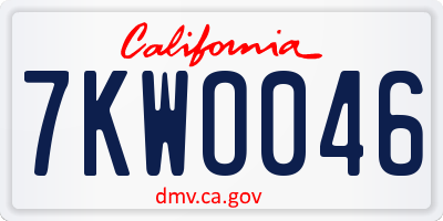 CA license plate 7KWO046