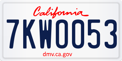 CA license plate 7KWO053