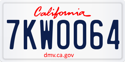 CA license plate 7KWO064