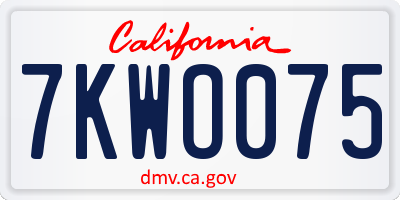 CA license plate 7KWO075