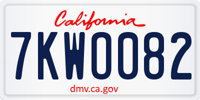 CA license plate 7KWO082