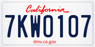 CA license plate 7KWO107