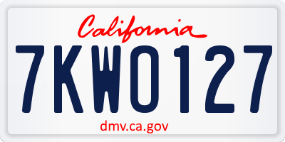 CA license plate 7KWO127