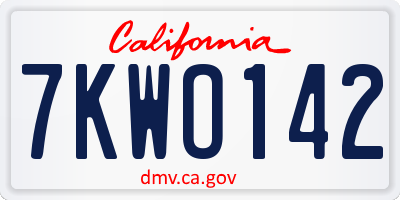 CA license plate 7KWO142
