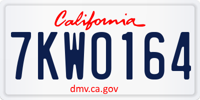 CA license plate 7KWO164