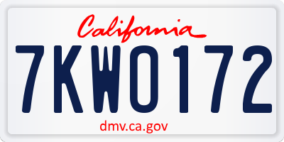 CA license plate 7KWO172