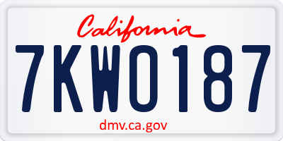 CA license plate 7KWO187