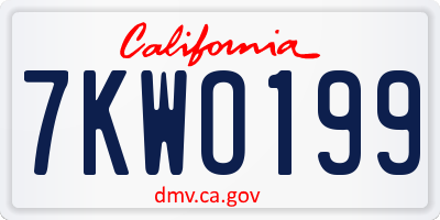 CA license plate 7KWO199