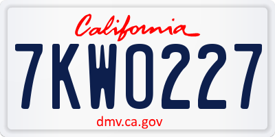 CA license plate 7KWO227