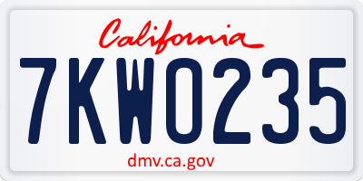CA license plate 7KWO235
