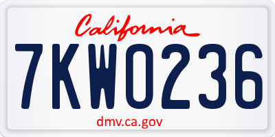 CA license plate 7KWO236