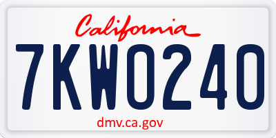 CA license plate 7KWO240