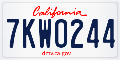 CA license plate 7KWO244