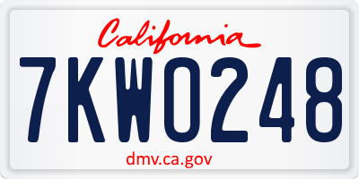 CA license plate 7KWO248