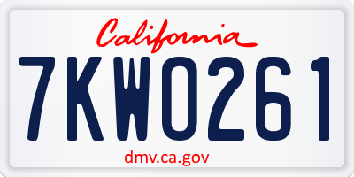 CA license plate 7KWO261