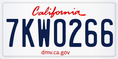 CA license plate 7KWO266