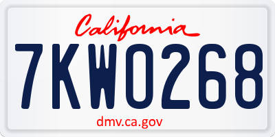 CA license plate 7KWO268