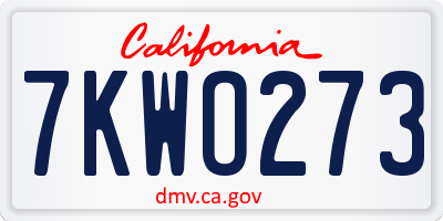CA license plate 7KWO273