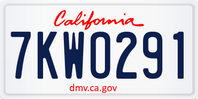 CA license plate 7KWO291