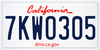 CA license plate 7KWO305