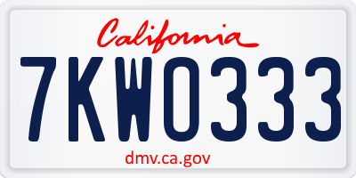 CA license plate 7KWO333