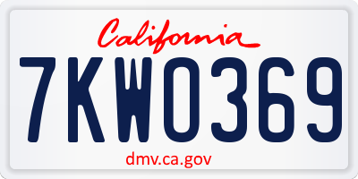 CA license plate 7KWO369