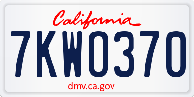 CA license plate 7KWO370