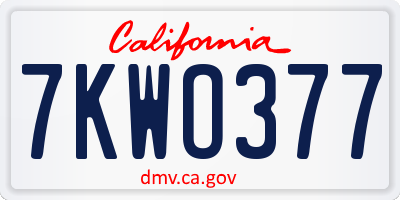 CA license plate 7KWO377