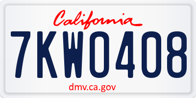 CA license plate 7KWO408