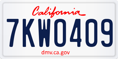 CA license plate 7KWO409