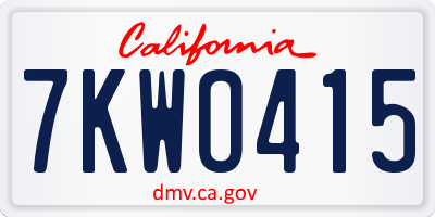 CA license plate 7KWO415