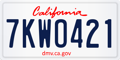 CA license plate 7KWO421