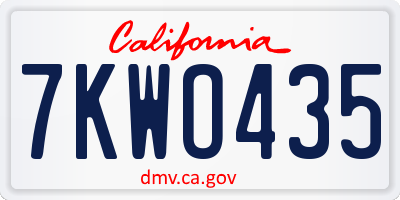 CA license plate 7KWO435
