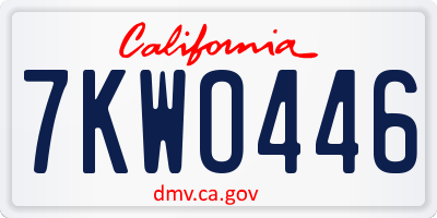 CA license plate 7KWO446