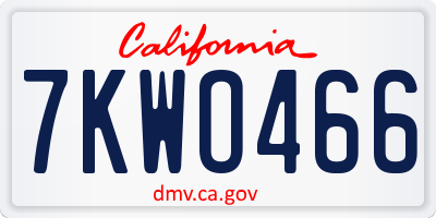 CA license plate 7KWO466
