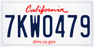 CA license plate 7KWO479