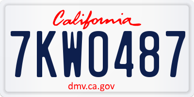 CA license plate 7KWO487