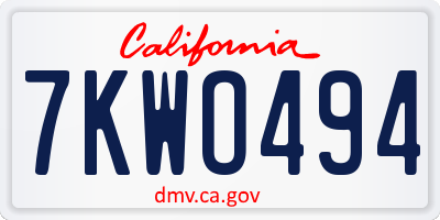CA license plate 7KWO494