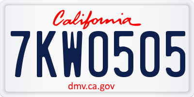 CA license plate 7KWO505
