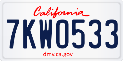 CA license plate 7KWO533