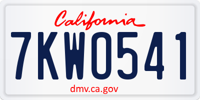 CA license plate 7KWO541